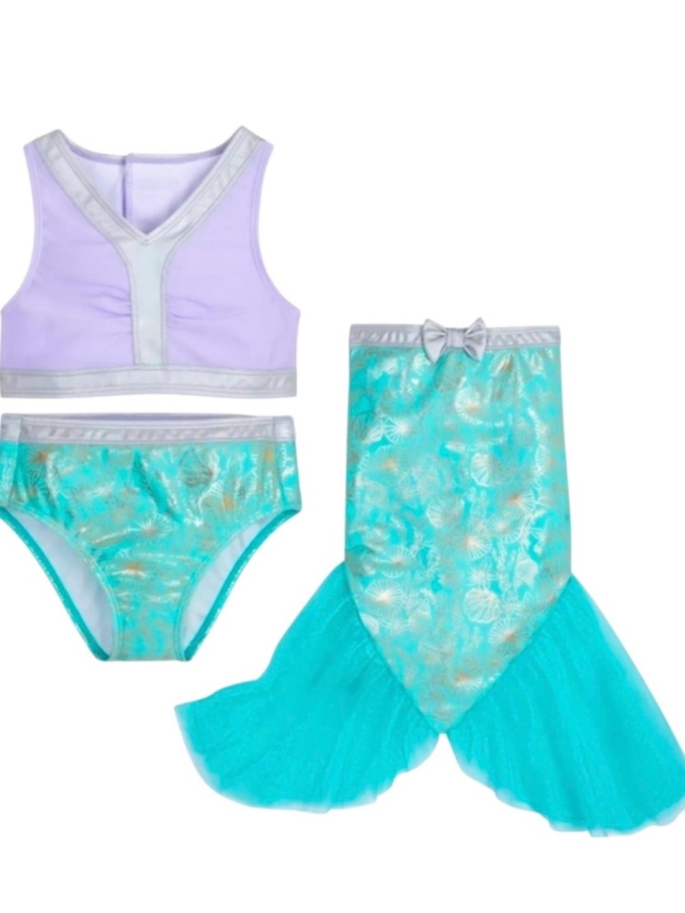 Disney Girls Little Mermaid Purple and Teal Mermaid Swim Set